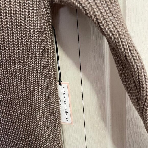 Cupcakes & Cashmere Women's NWT Tan Ribbed Notch Zip Collar Sweater Dress XS - Picture 4 of 9
